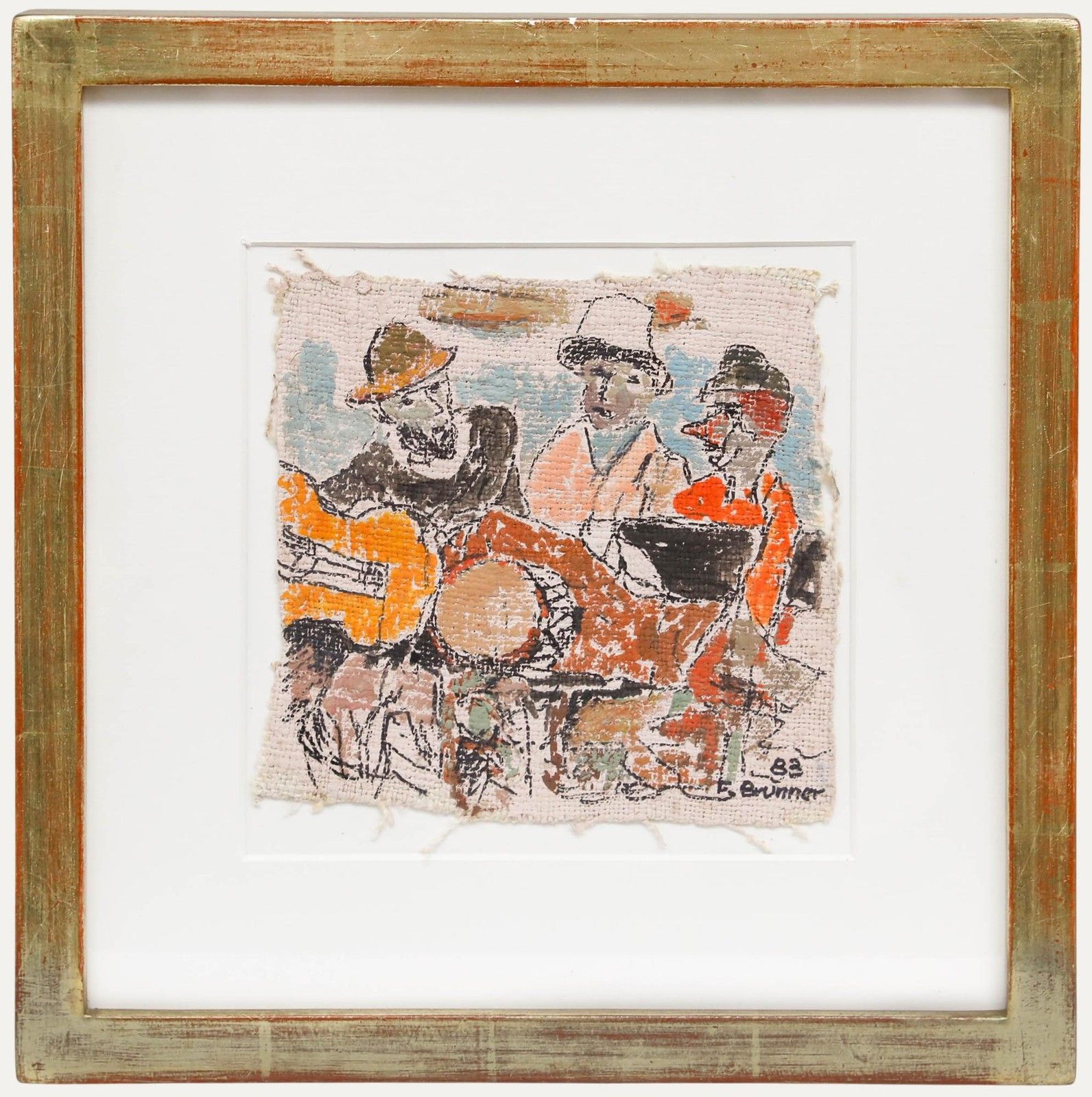 Fritz Brunner (1908 1996) Framed 1983 Mixed Media, Three Musicians