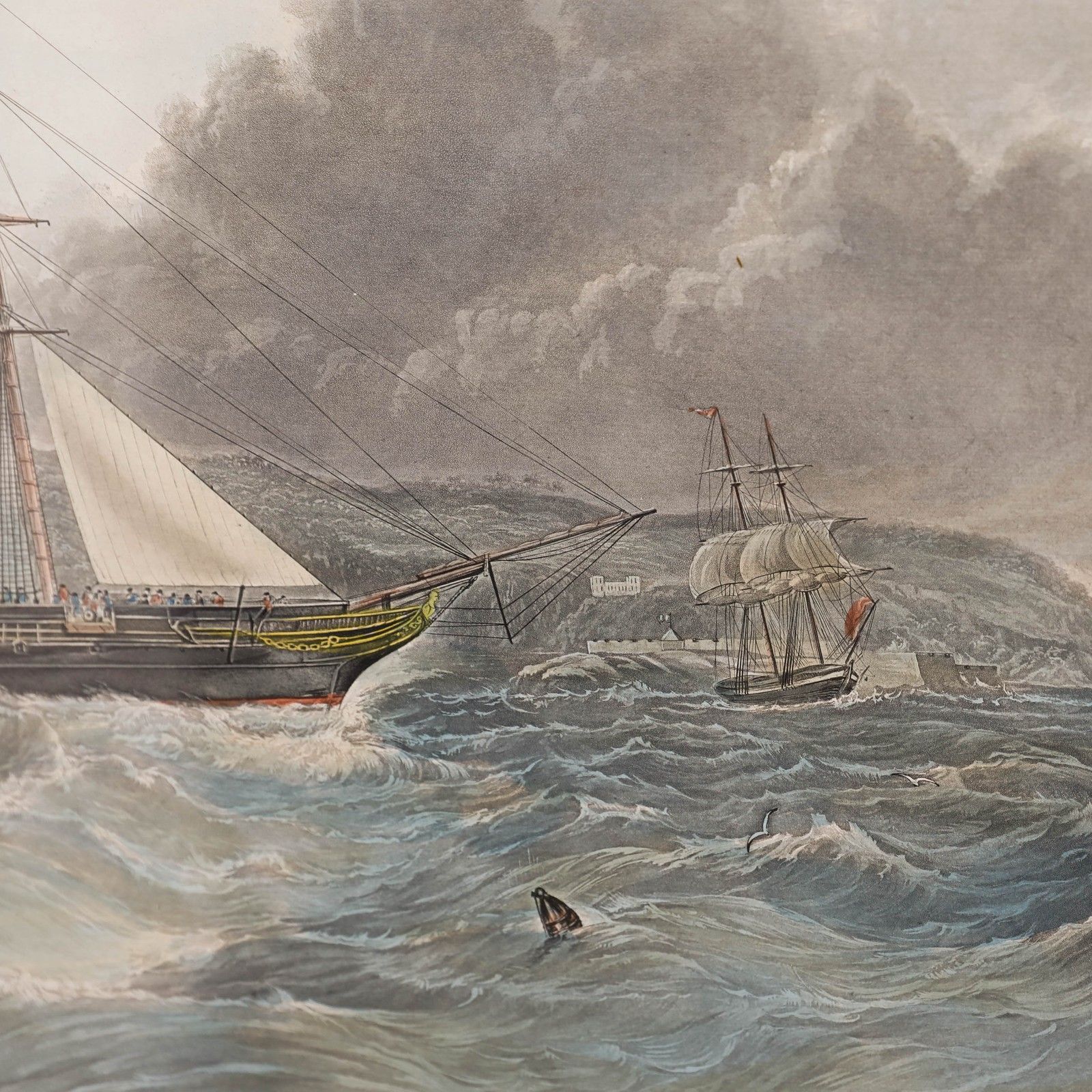 Charles Hunt After Knell Framed Late 19th Century Engraving, H.M.S. Geyser photo Art