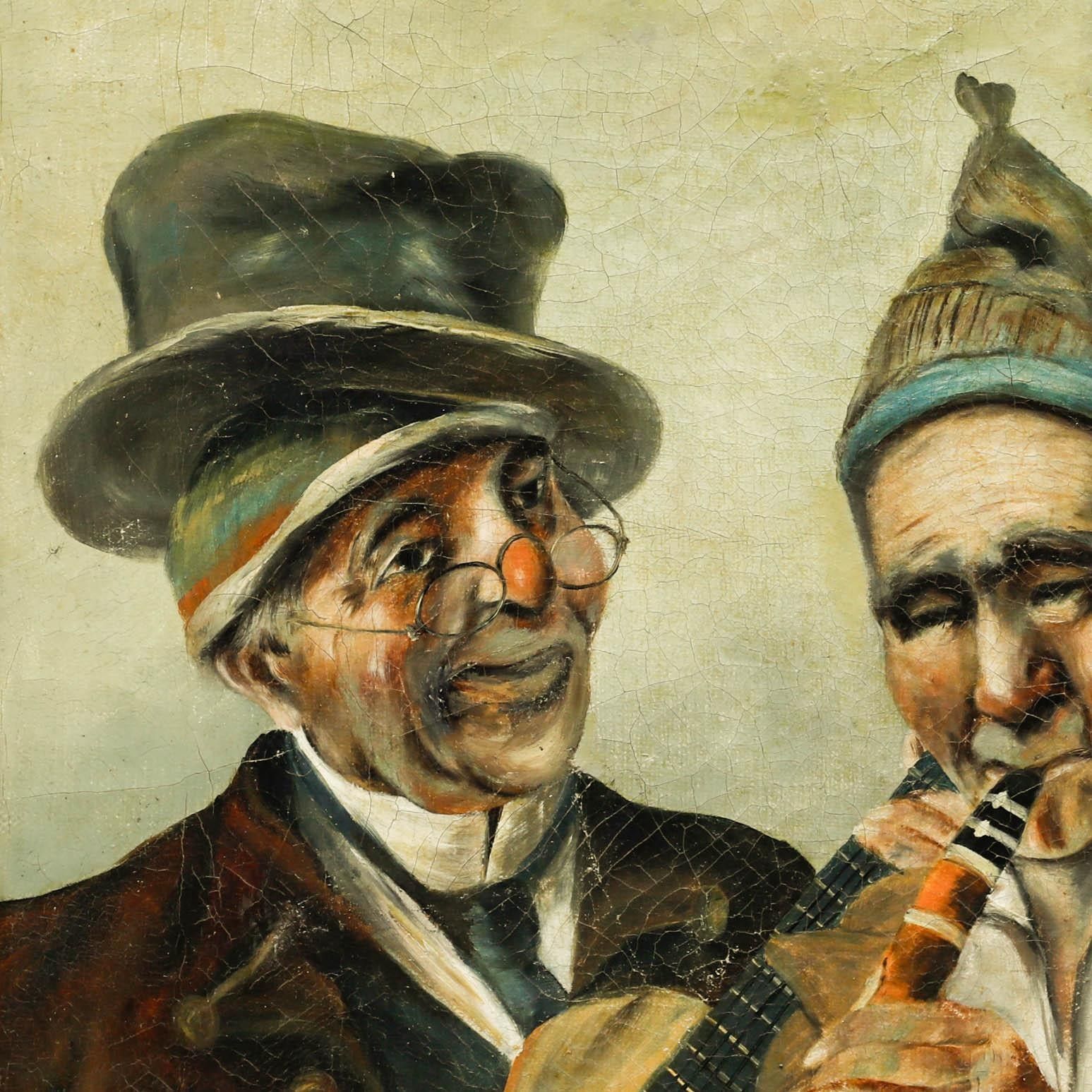 After Vincenzo Busciolano Framed Late 19th Century Oil, Italian Troubadours photo Art