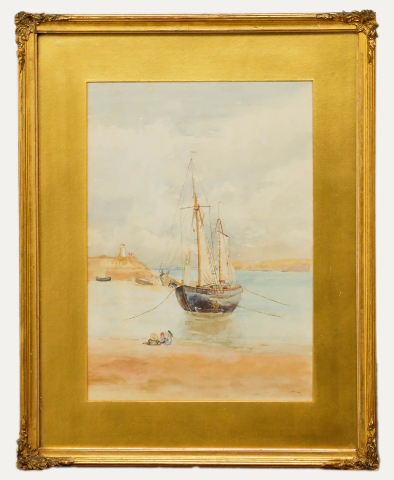 Early 20th Century Watercolour Waiting For Fishing Boats