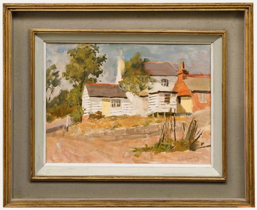 Alan Stenhouse Gourley (1909 1991) Oil, Clapboard House With The Yellow Door