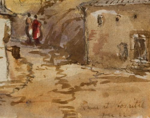 William Cave Thomas (1820 1906)  C.1842 Watercolour, Lombard Tower Hospital photo vinterior