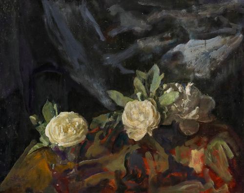 George Weissbort (1928 2013) 20th Century Oil, White Roses photo furniture
