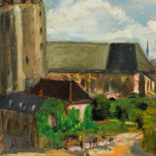 Cecile Hertz Eyrolles (1875 1974) 20th Century Oil, View Of The Church photo Art