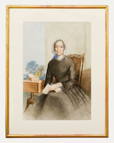 19th Century Watercolour Portrait Of Mrs Dalgairns