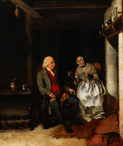 Circle Of David Wilkie (1785 1841) Oil, Conversation By The Fire photo furniture