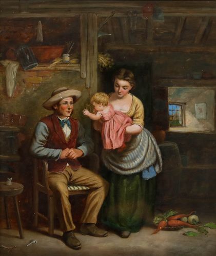Frederick Johnston (Fl.1855 1868) Framed Oil, Reaching For Father photo furniture