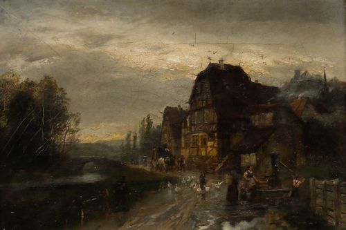 Wilhelm Ritter (1860 1948) German School Oil, At The Village Well photo furniture