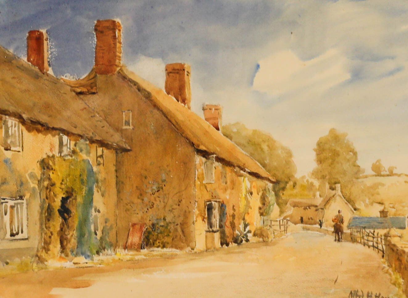 Alfred Henry Hart (1866 1953) Framed Watercolour, Burton Bradstock photo furniture
