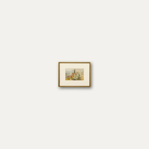 F. Gaye Framed Early 20th Century Watercolour, Coastal View With Aloe Vera photo buy