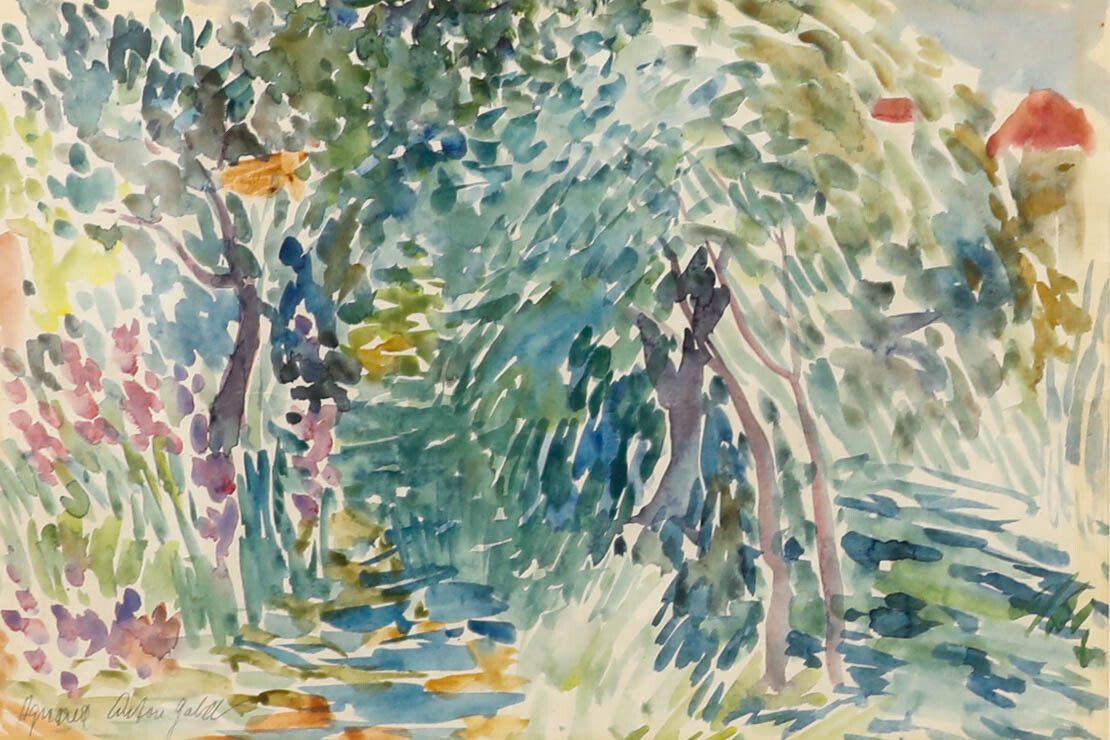 Anton Gold (1914 1970) Mid 20th Century Watercolour, Through The Forest photo furniture