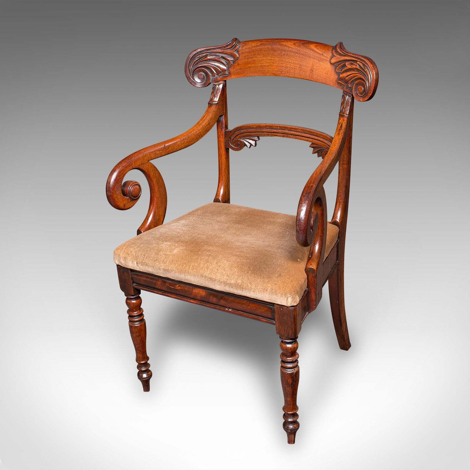 Pair Of Antique Morning Room Chairs, English, Elbow Seat, Regency, Circa 1820 photo 4027.0