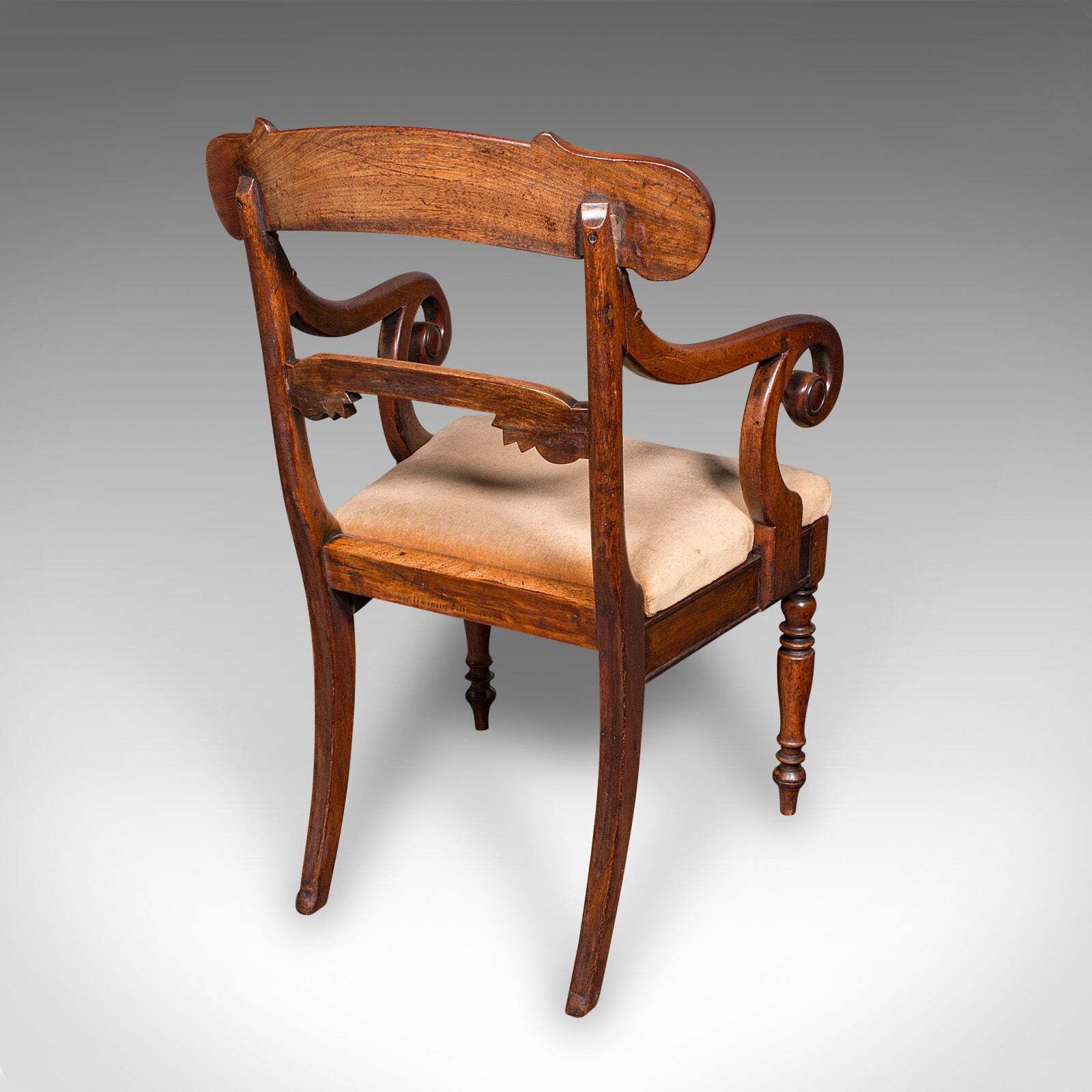Pair Of Antique Morning Room Chairs, English, Elbow Seat, Regency, Circa 1820 photo vinterior