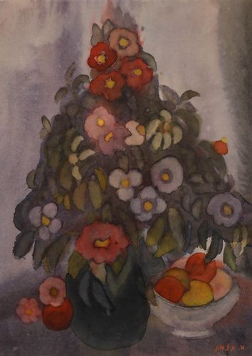 Yablonski 20th Century Watercolour, Summer Still Life photo furniture