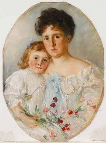 J. M. Heaton Late 19th Century Watercolour, Mother And Daughter photo furniture