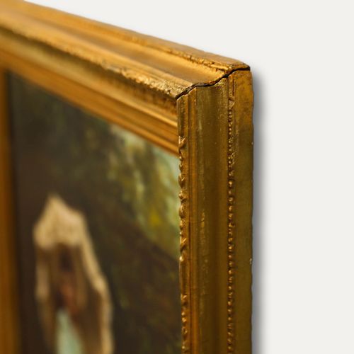 Framed Late 19th Century Oil Lady Under The Parasol photo 250.0