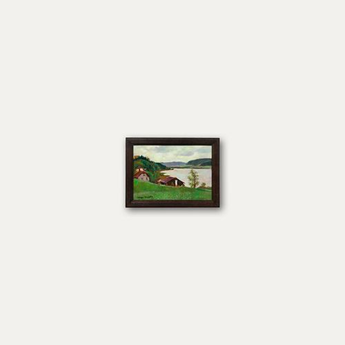 Georges Pacouil (1903 1996) Framed 20th Century Oil, Lakeside Cabin photo vinterior