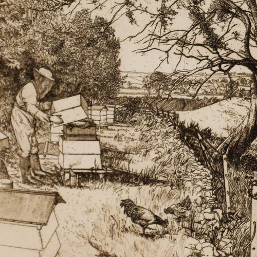 Harold Wilfred Sayer Re Rwa (1913 1993) Framed Etching, The Beekeeper photo Art