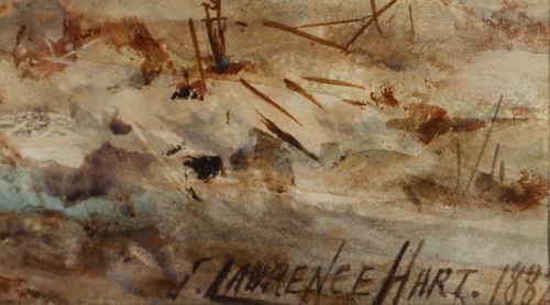 J. Laurence Hart Framed Late 19th Century Watercolour, Stubble Burning photo vinterior