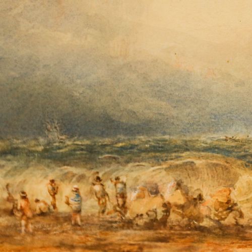 S. Corner Late 19th Century Watercolour, Coastal Landscape With Nymphs Bathing photo Art