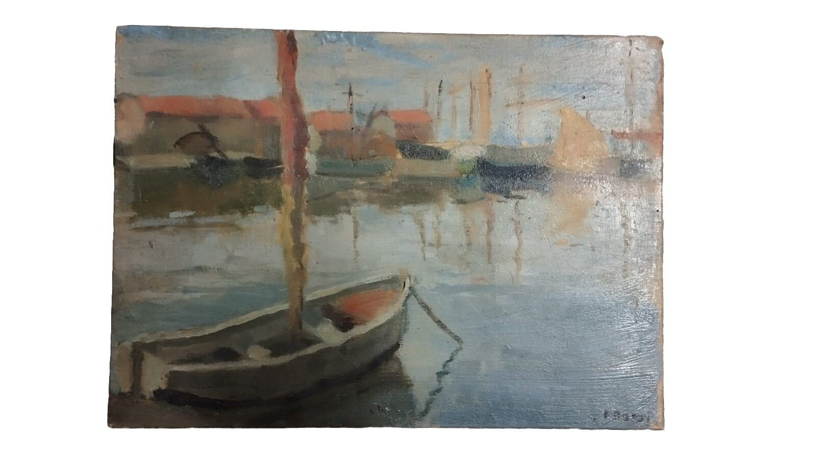 Oil Painting Sea Table Signed Early 1900s photo furniture