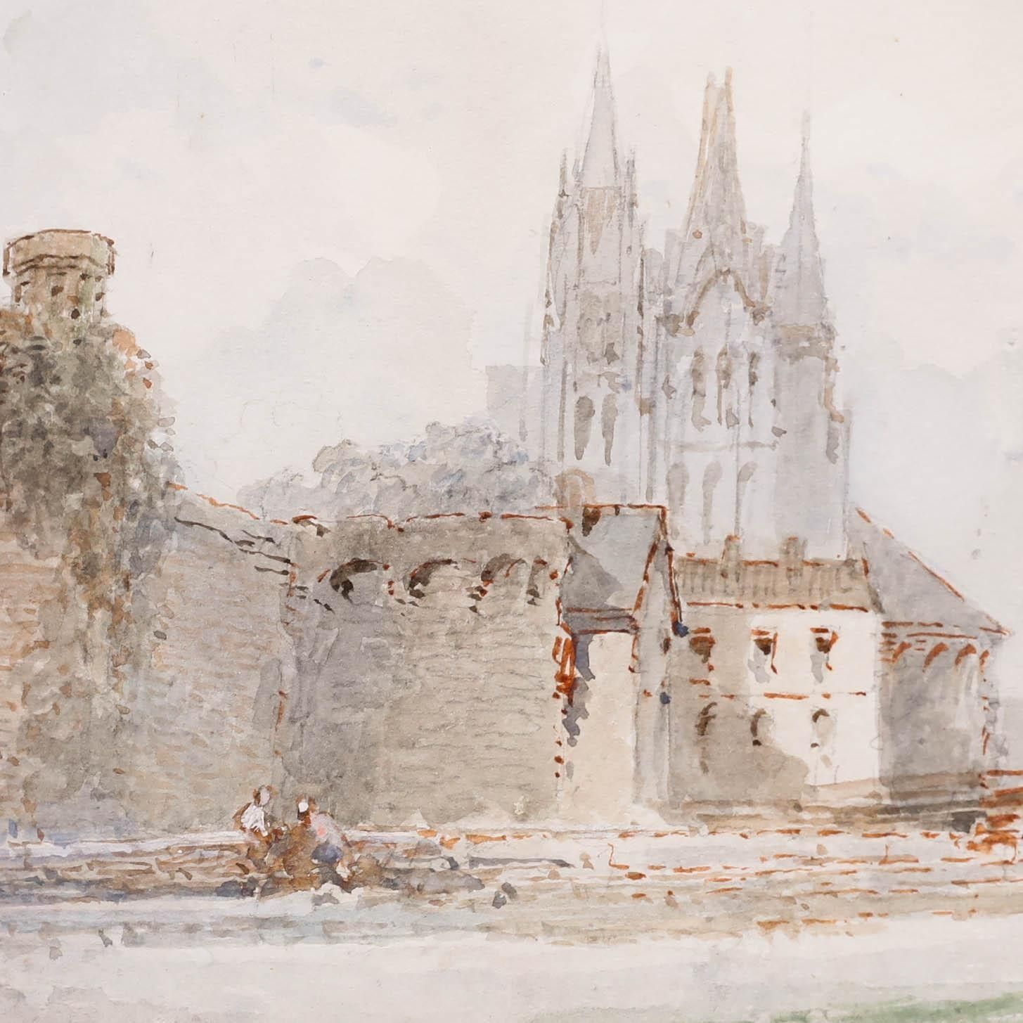 Paul Marny (1829 1914) Late 19th Century Watercolour, View Of A Cathedral photo Art