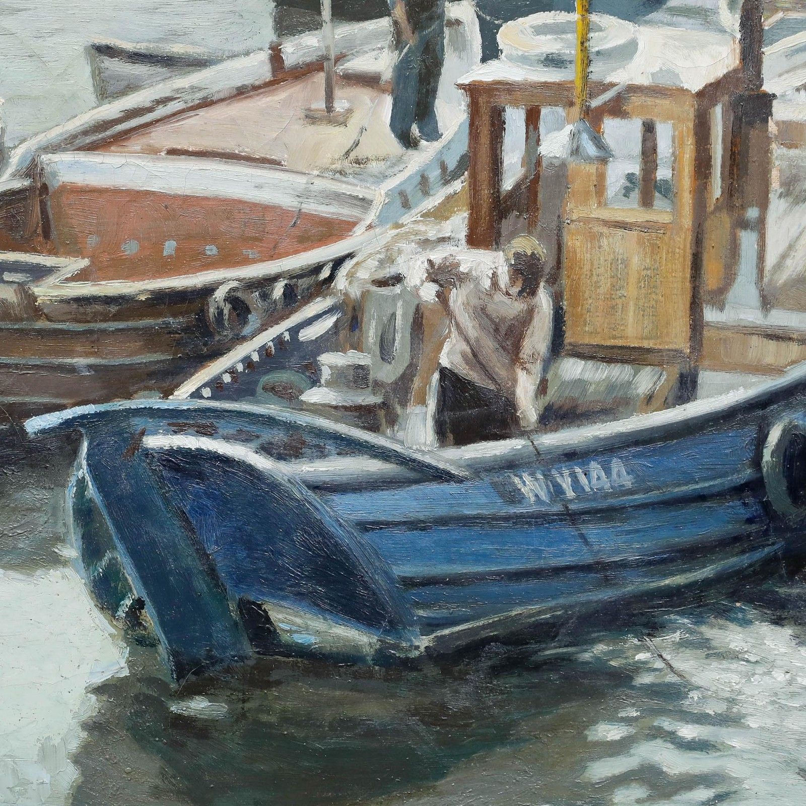 Colin Clough Hilton (1902 1984) Mid 20th Century Oil, In Whitby Harbour photo 550.0