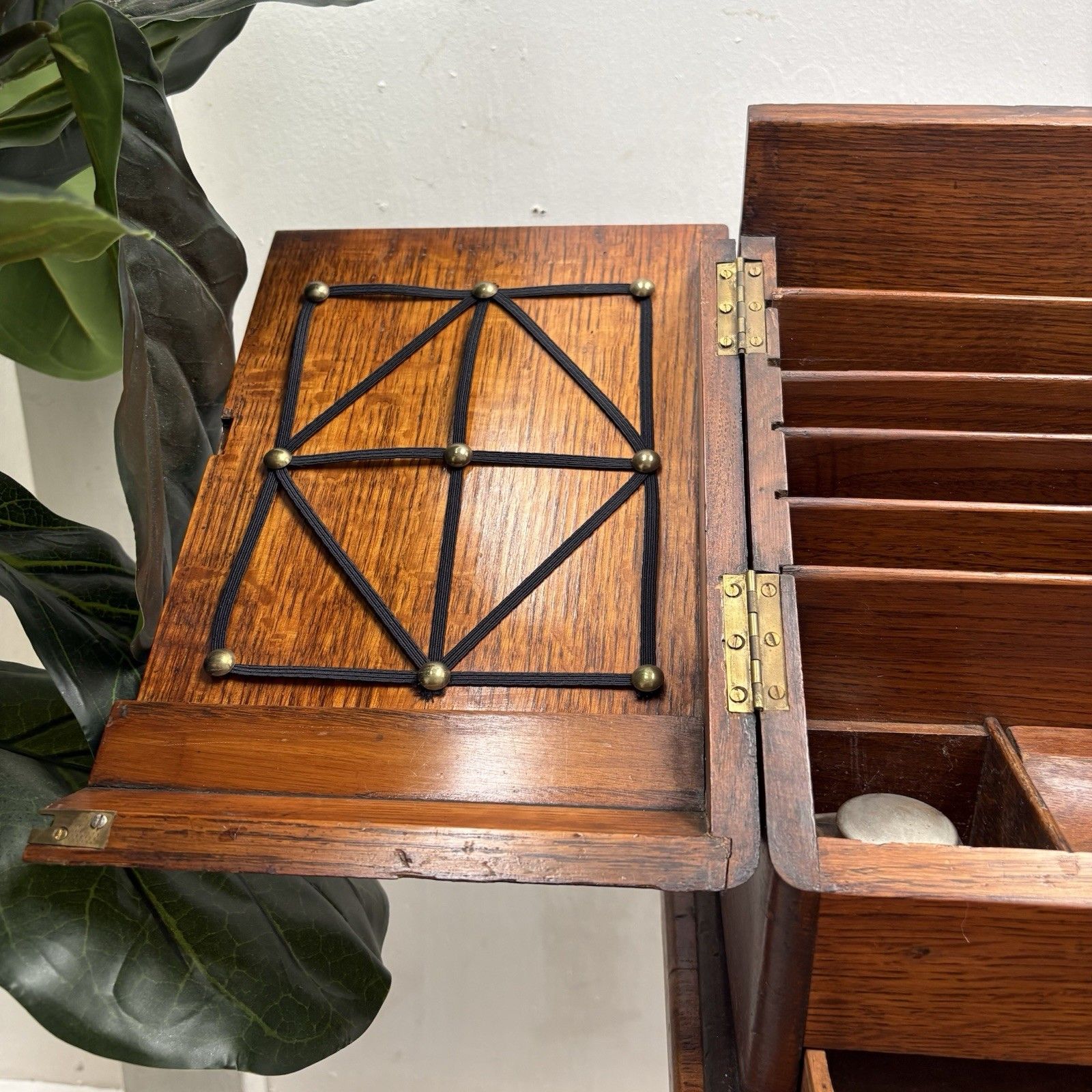 Compact Victorian Oak Stationery Letter Writing Box Organiser photo 375.0