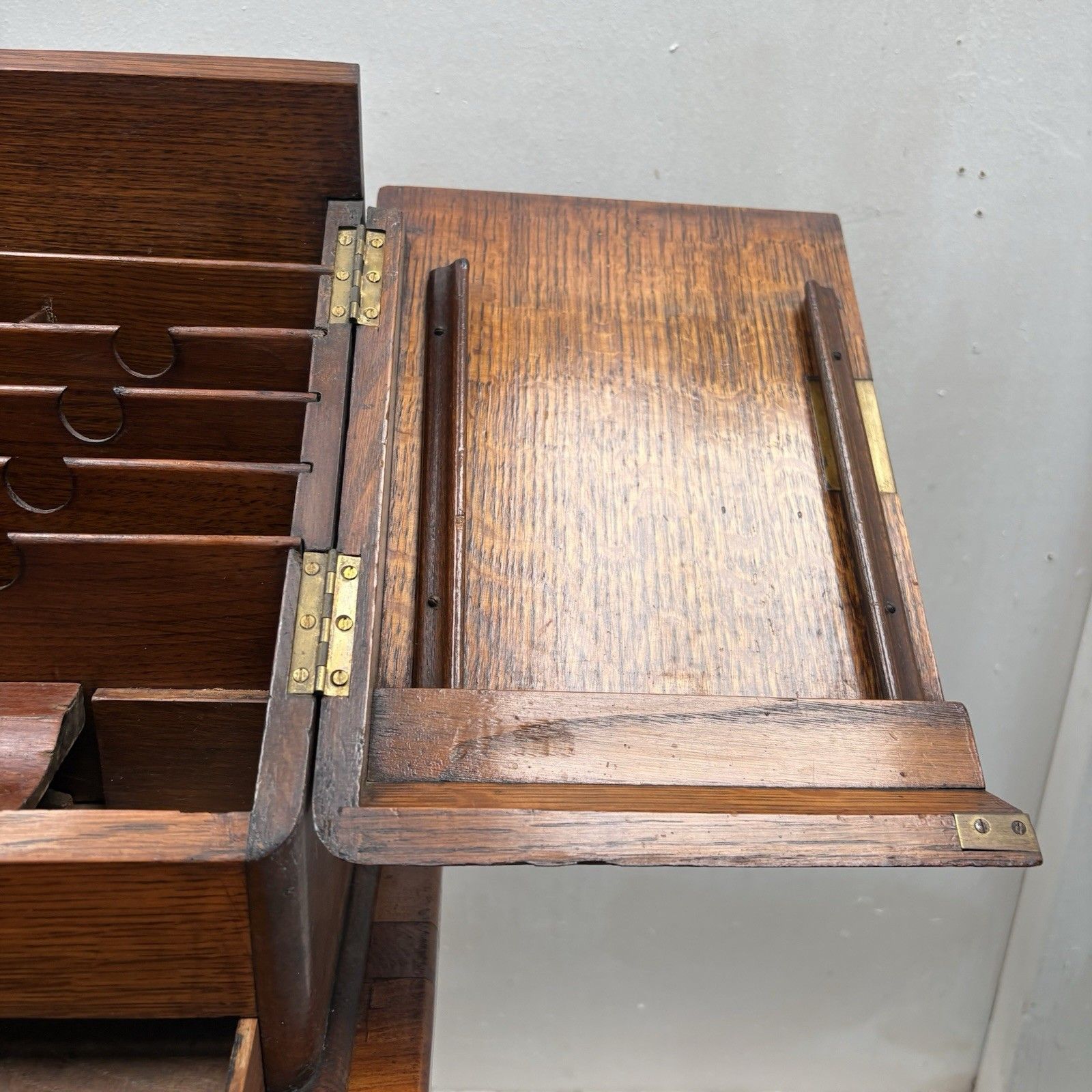 Compact Victorian Oak Stationery Letter Writing Box Organiser photo buy