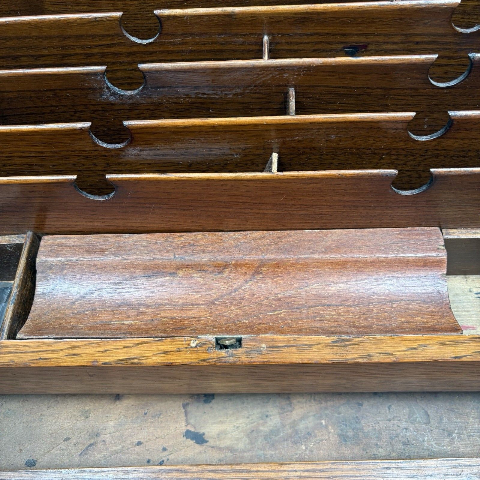 Compact Victorian Oak Stationery Letter Writing Box Organiser photo vintage
