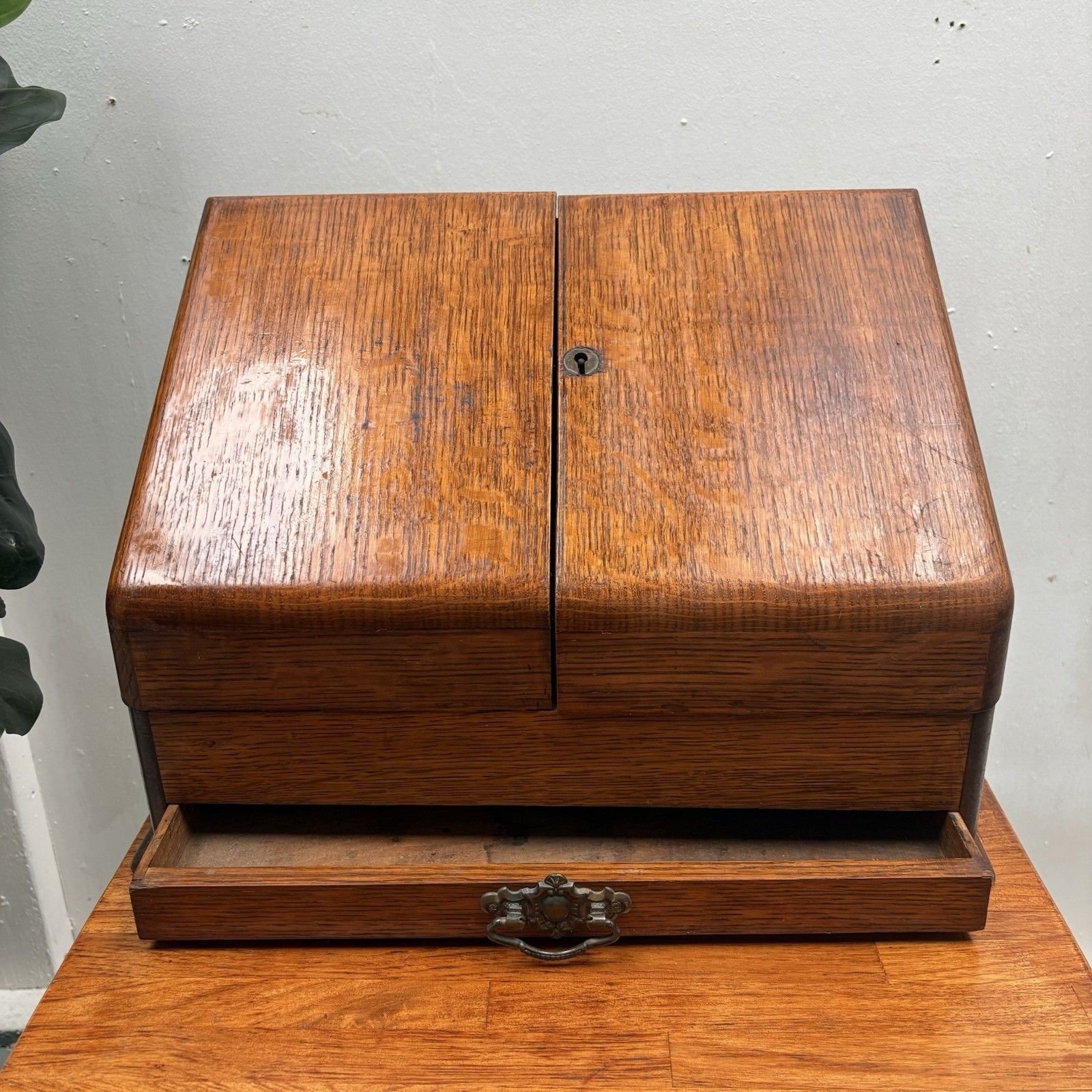 photo buy Compact Victorian Oak Stationery Letter Writing Box Organiser