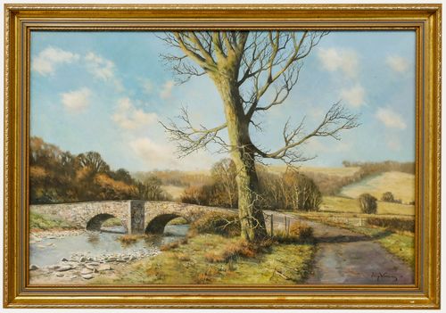 Tony Wooding (B.1969)  20th Century Oil, Stone Bridge In Winter