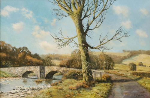 Tony Wooding (B.1969)  20th Century Oil, Stone Bridge In Winter photo furniture