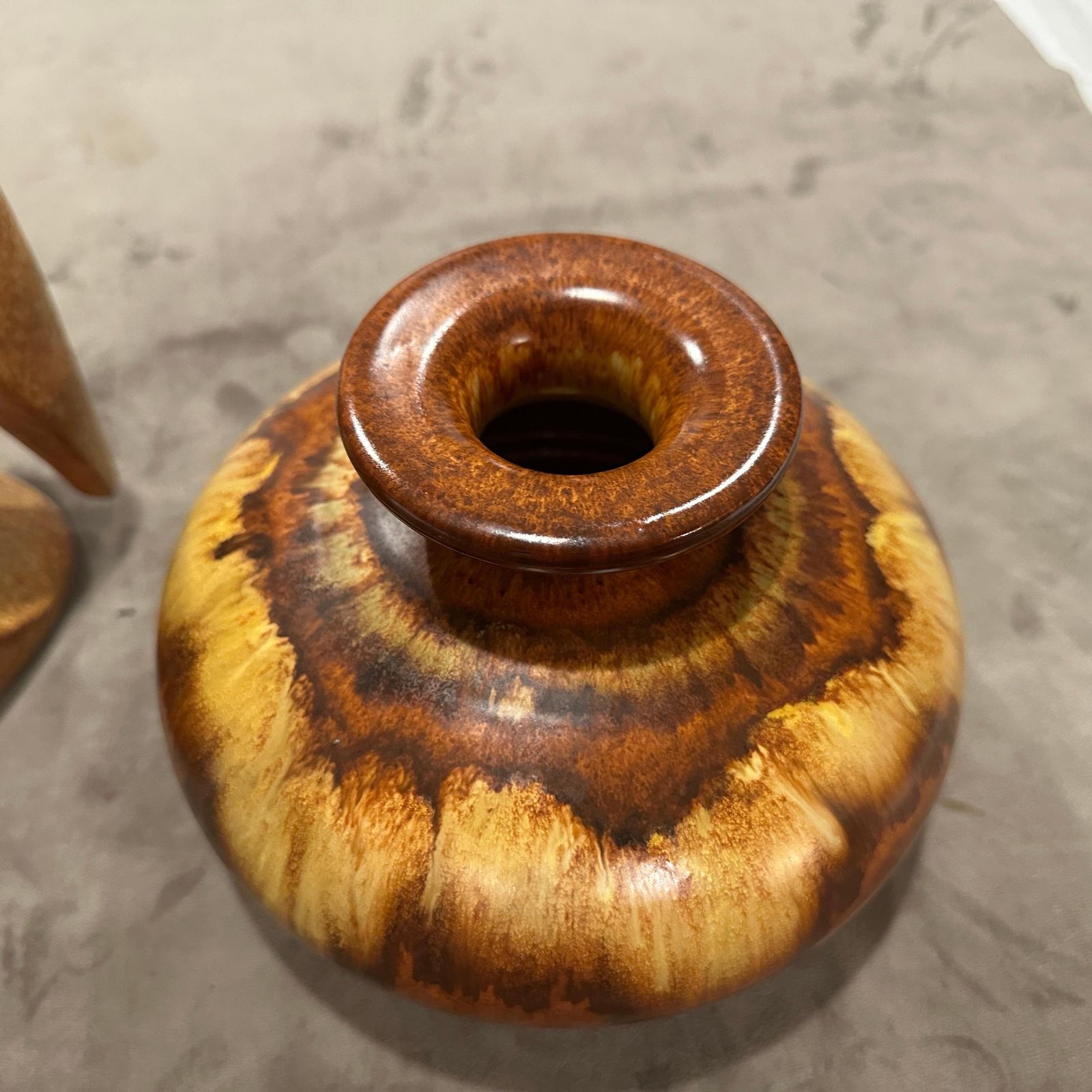 Two 1970s Modernist Brown Ceramic Italian Vases By Giovanni Bertoncello photo furniture