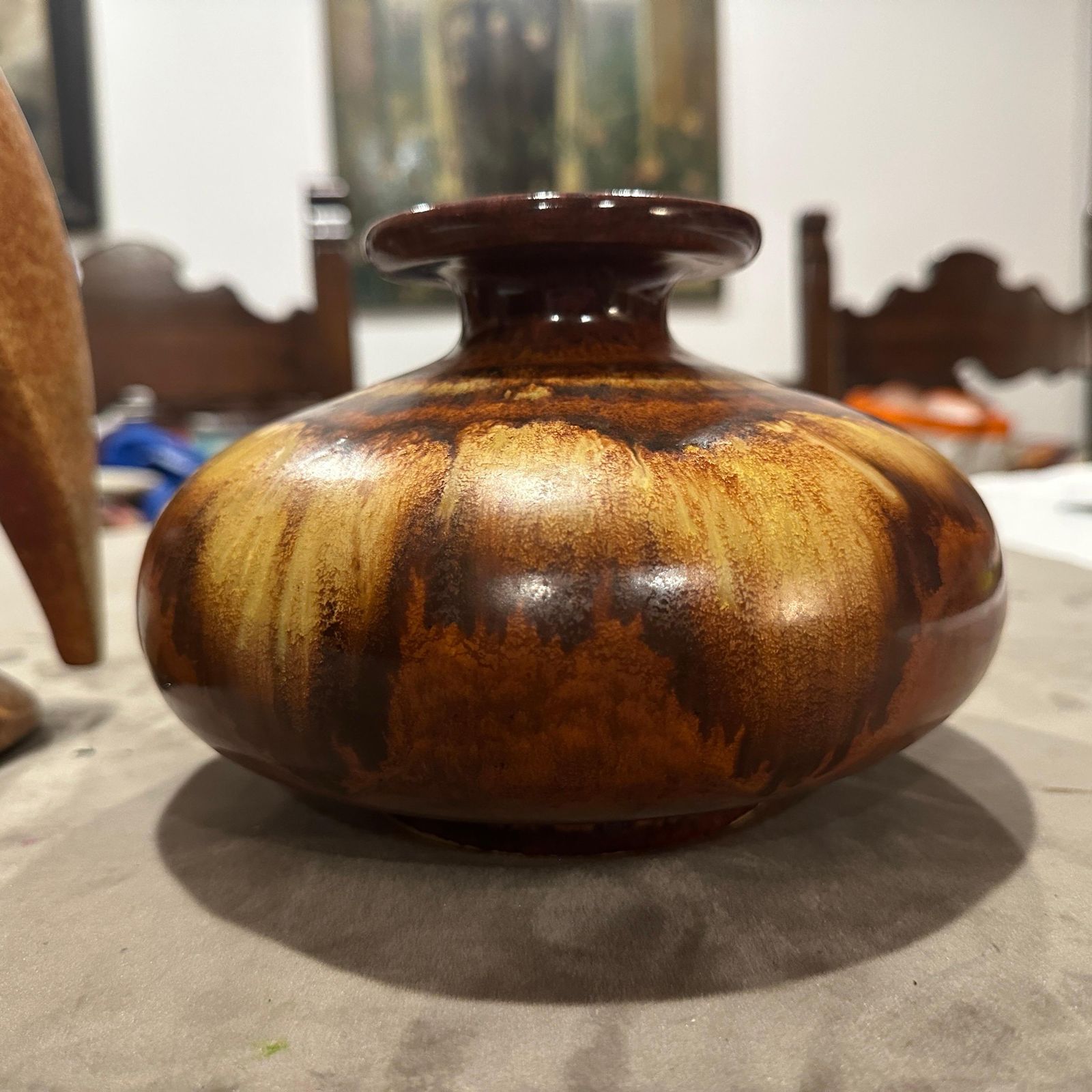 544.0 Two 1970s Modernist Brown Ceramic Italian Vases By Giovanni Bertoncello photo
