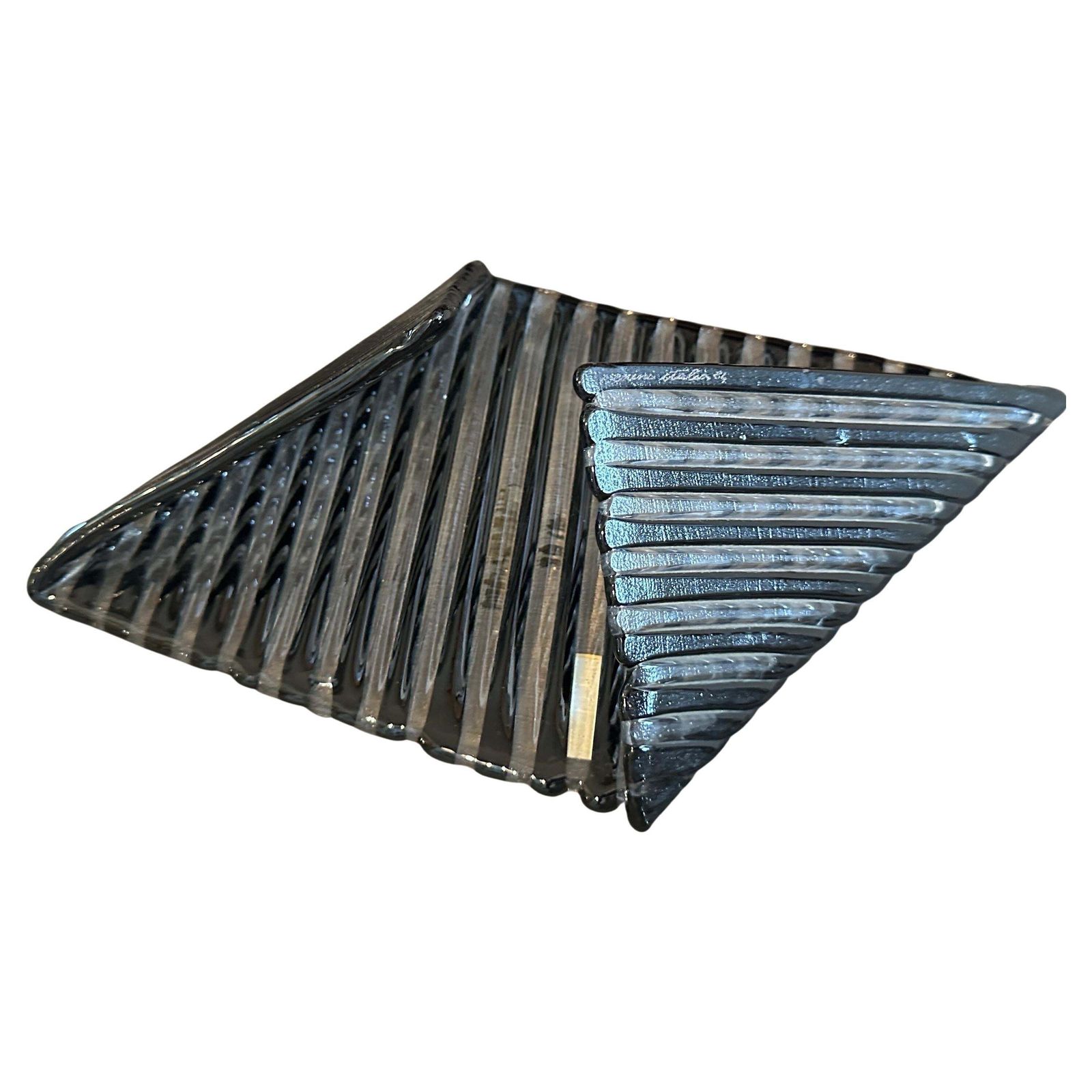 1984s Modernist Black Murano Glass Vide Poche By Venini