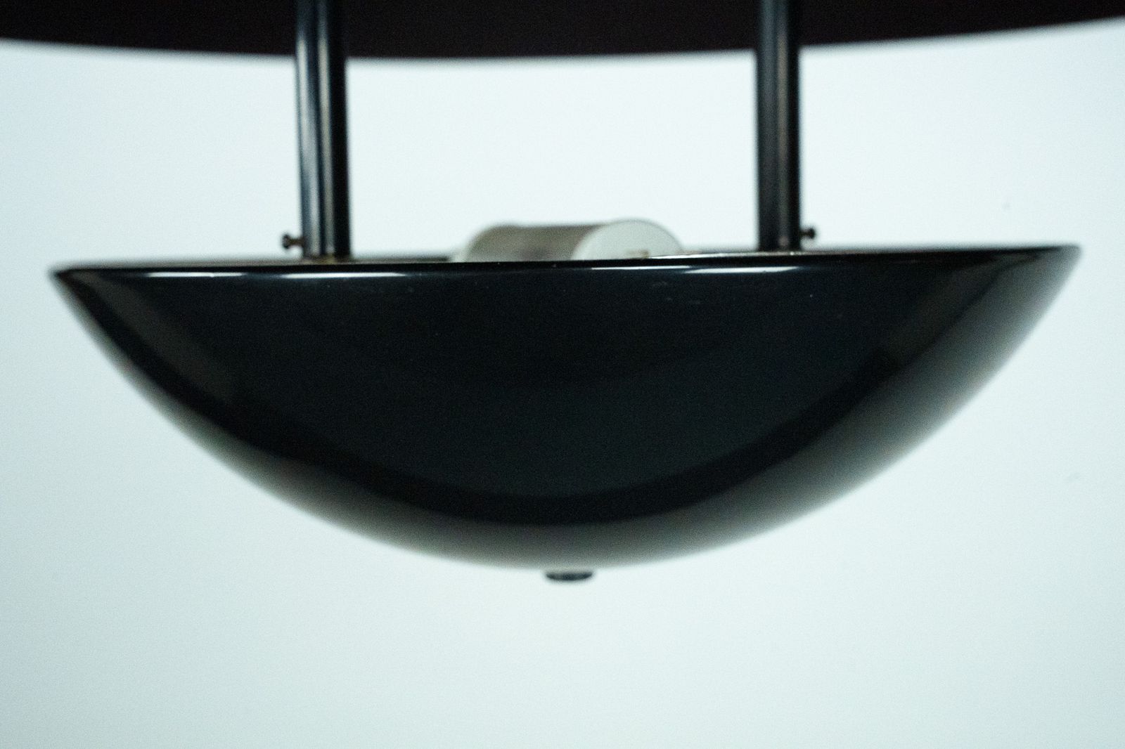photo for sale Vintage 1990s Black Pendant Lamp With Glass Top Shade. Italy