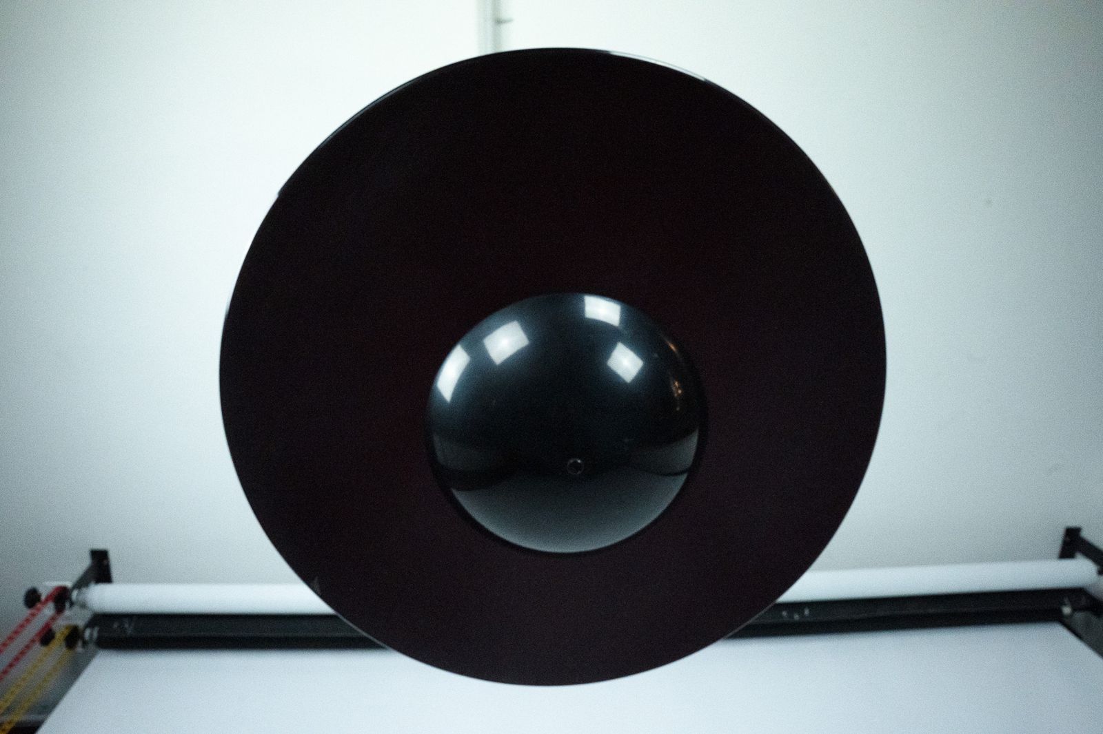 Lighting Vintage 1990s Black Pendant Lamp With Glass Top Shade. Italy photo