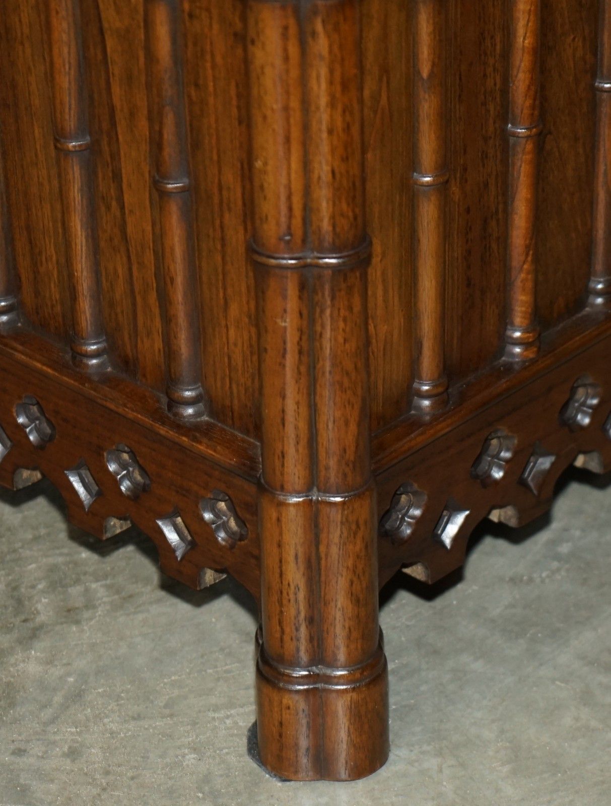 Stunning Pair Of Gothic Revival Extra Large Hand Carved Wooden Planters 72x60cm photo vintage