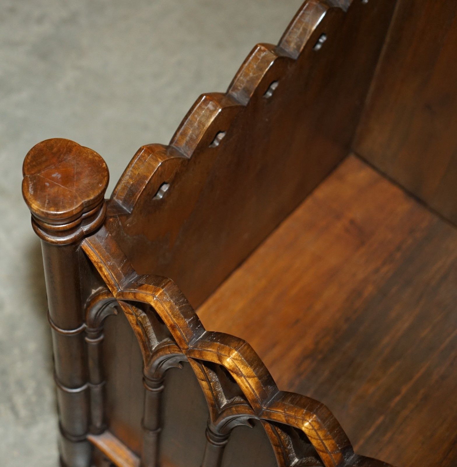 photo for sale Stunning Pair Of Gothic Revival Extra Large Hand Carved Wooden Planters 72x60cm