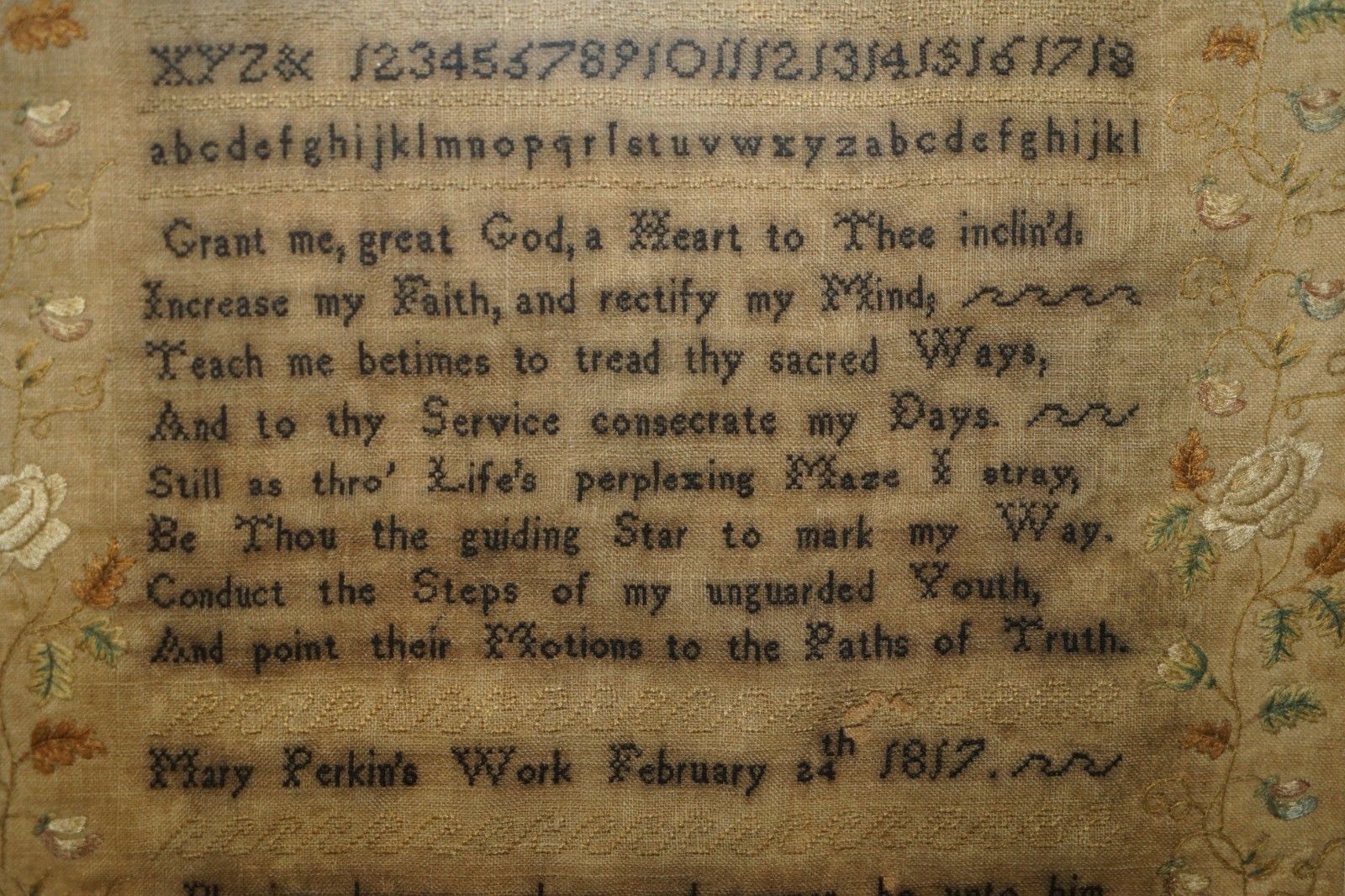 Collectable Antique Antique 1817 Mary Perkins George III Needlework Sampler photo vinterior