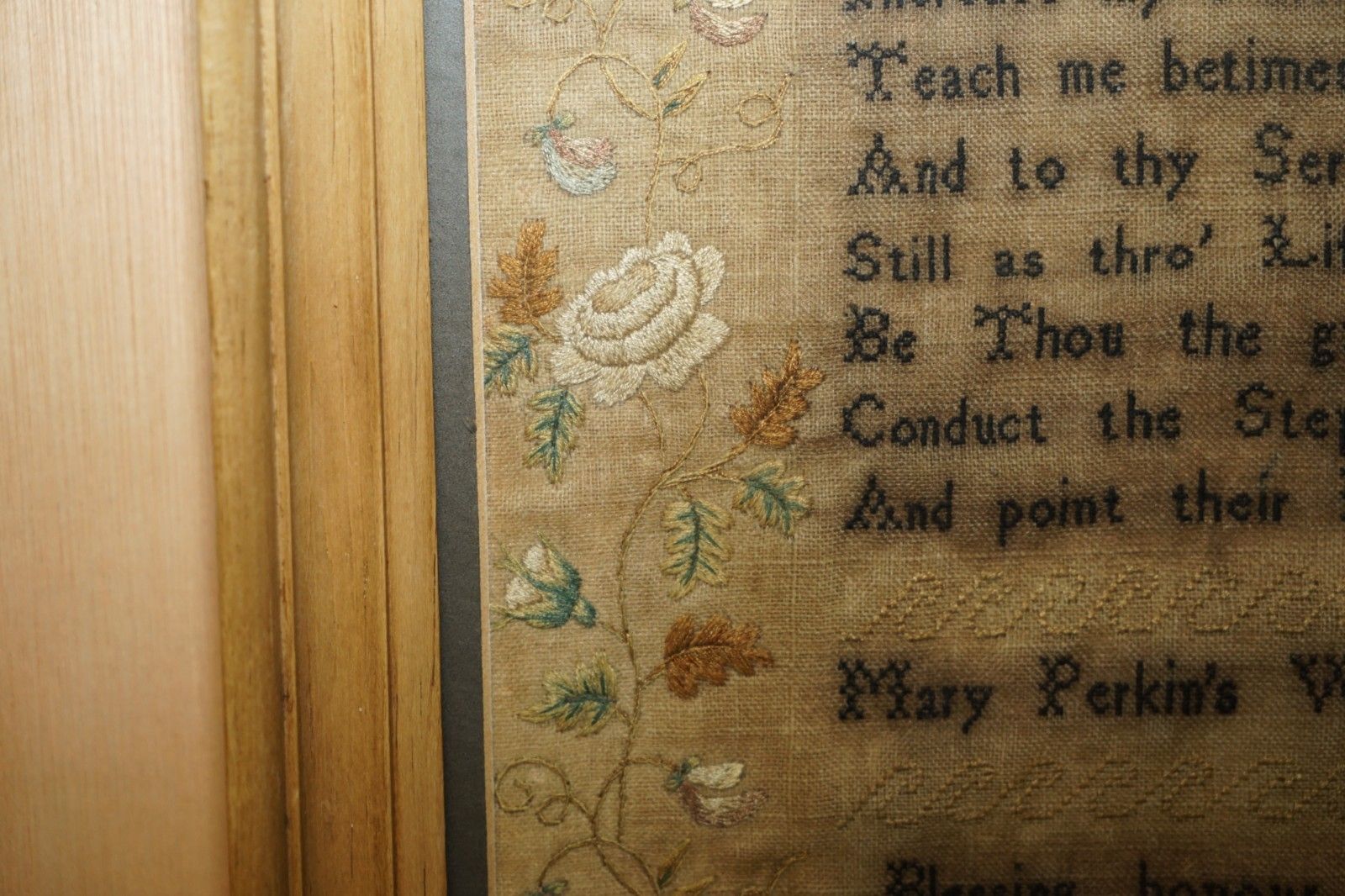 Home Decor Collectable Antique Antique 1817 Mary Perkins George III Needlework Sampler photo