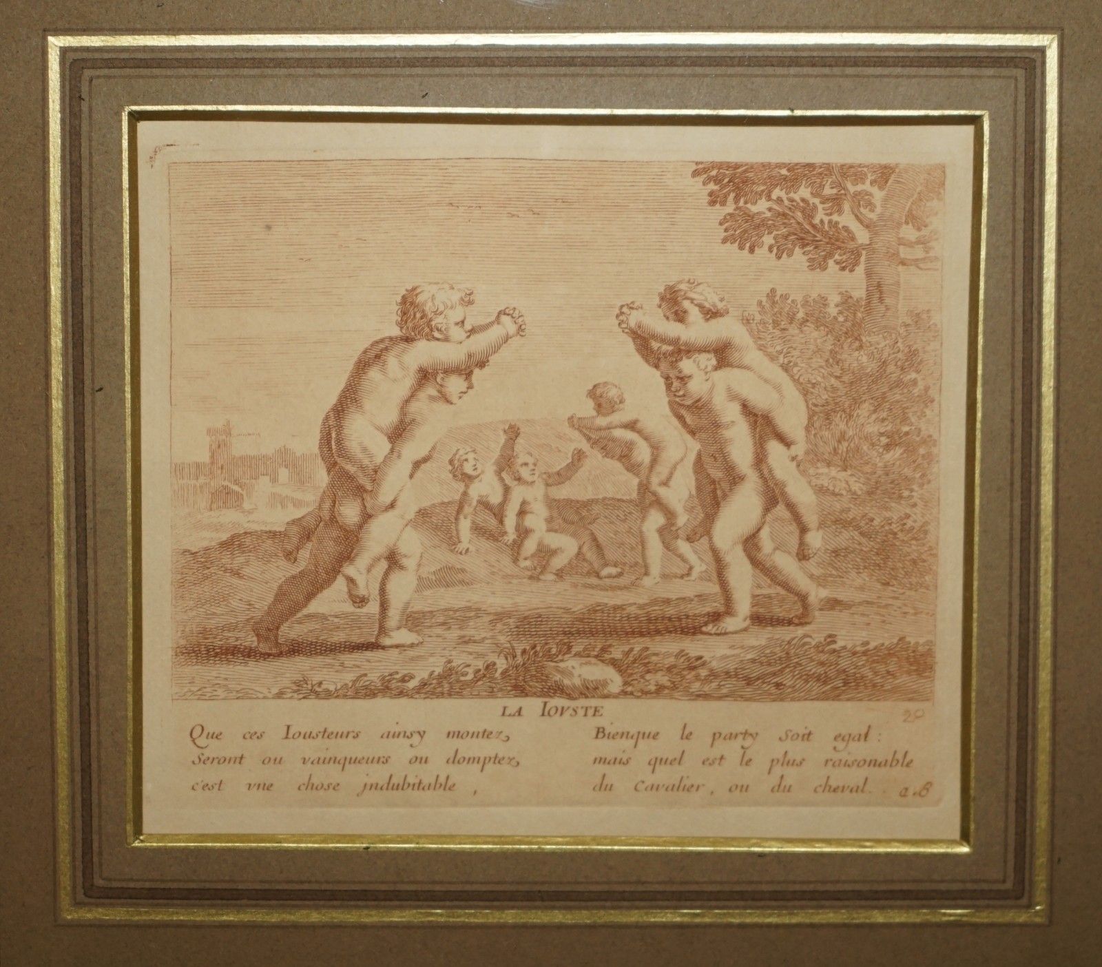 photo furniture 1750 Suite Of 12 Copper Plate Engravings Of Sepia Of Amorini "Cherubs At Play"
