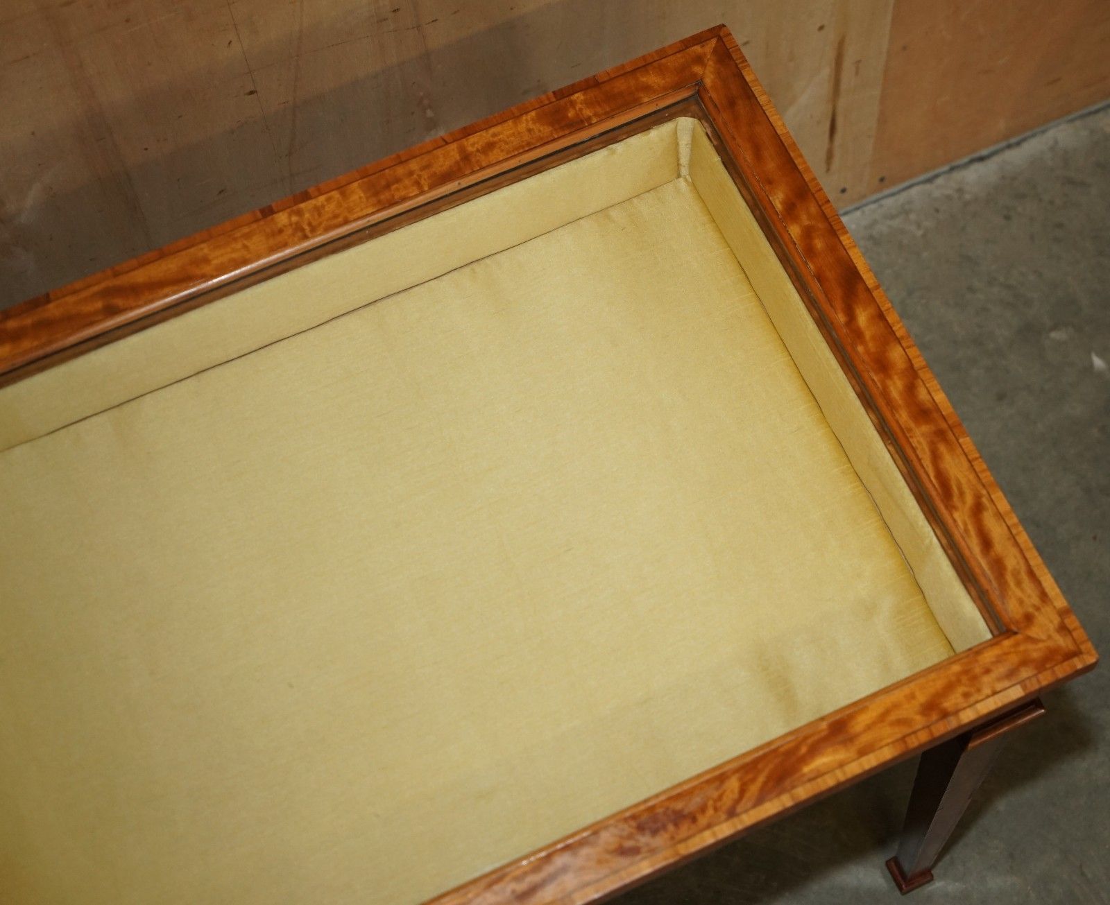 Antique Satinwood Bijouterie Glass Display Case Side End Table For Trinkets Etc photo vinterior
