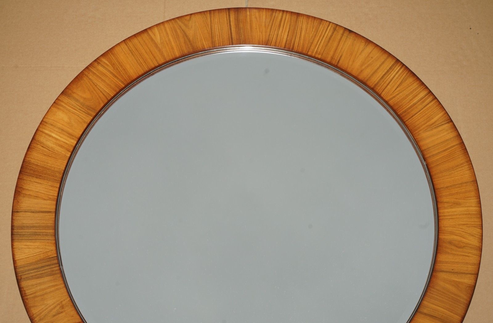 Large 111cm Wide Contemporary Rosewood Framed Round Wall Mirror photo for sale