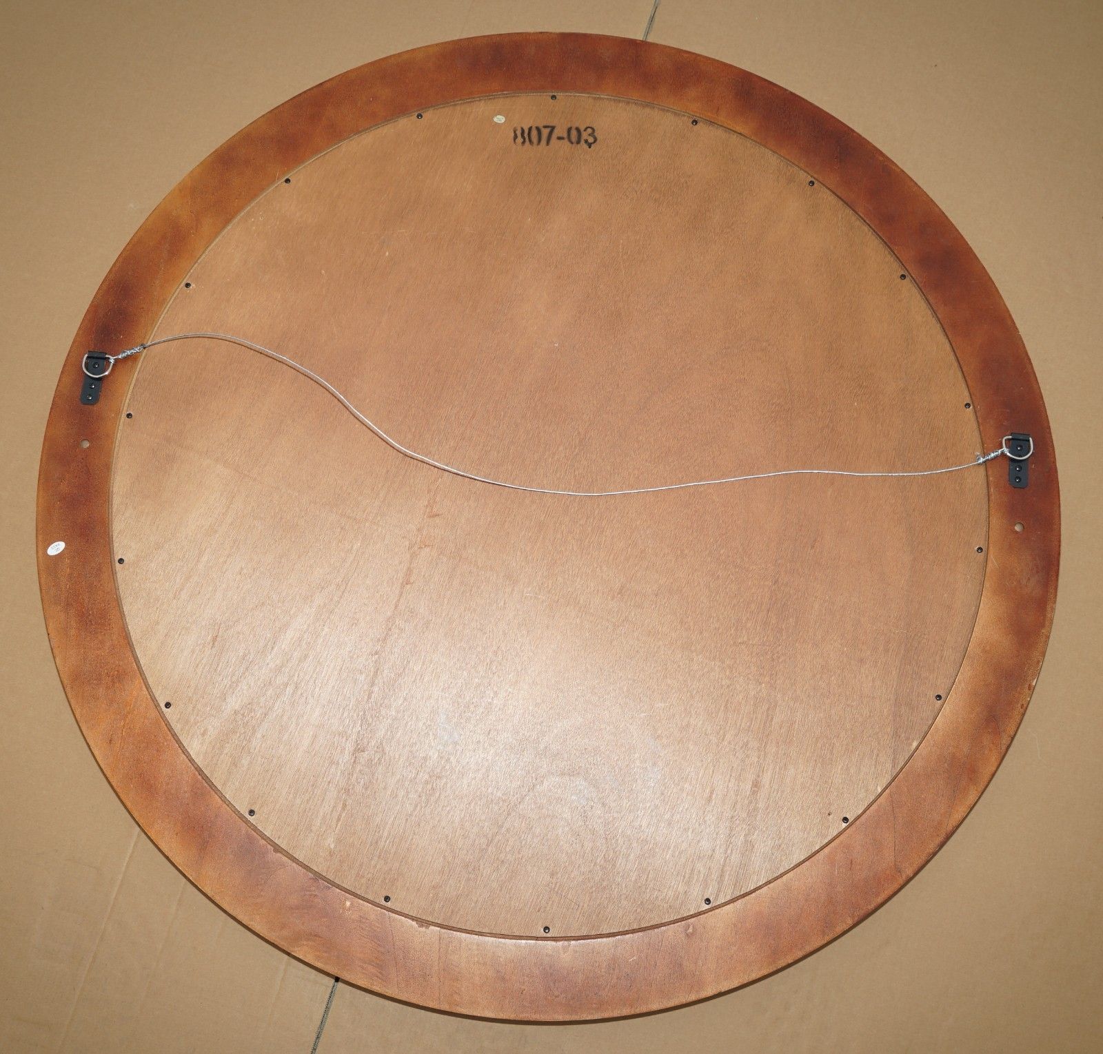 Large 111cm Wide Contemporary Rosewood Framed Round Wall Mirror photo vintage