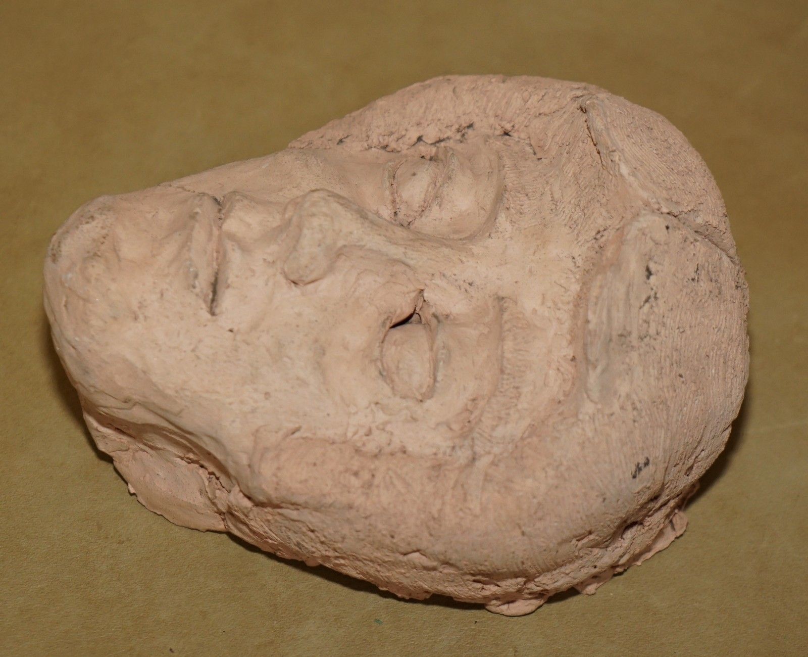 Vintage Hand Made Clay Terracotto Colour Sculpture Of A Face Mask photo 275.0