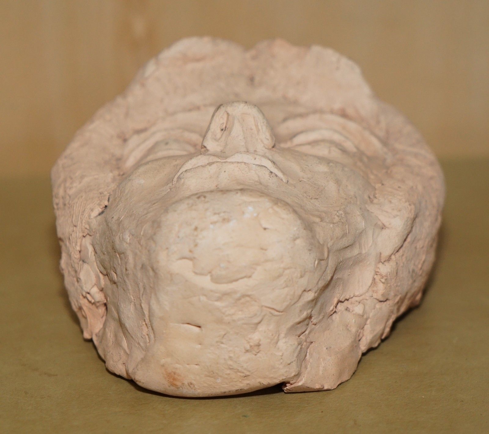 Vintage Hand Made Clay Terracotto Colour Sculpture Of A Face Mask photo vintage