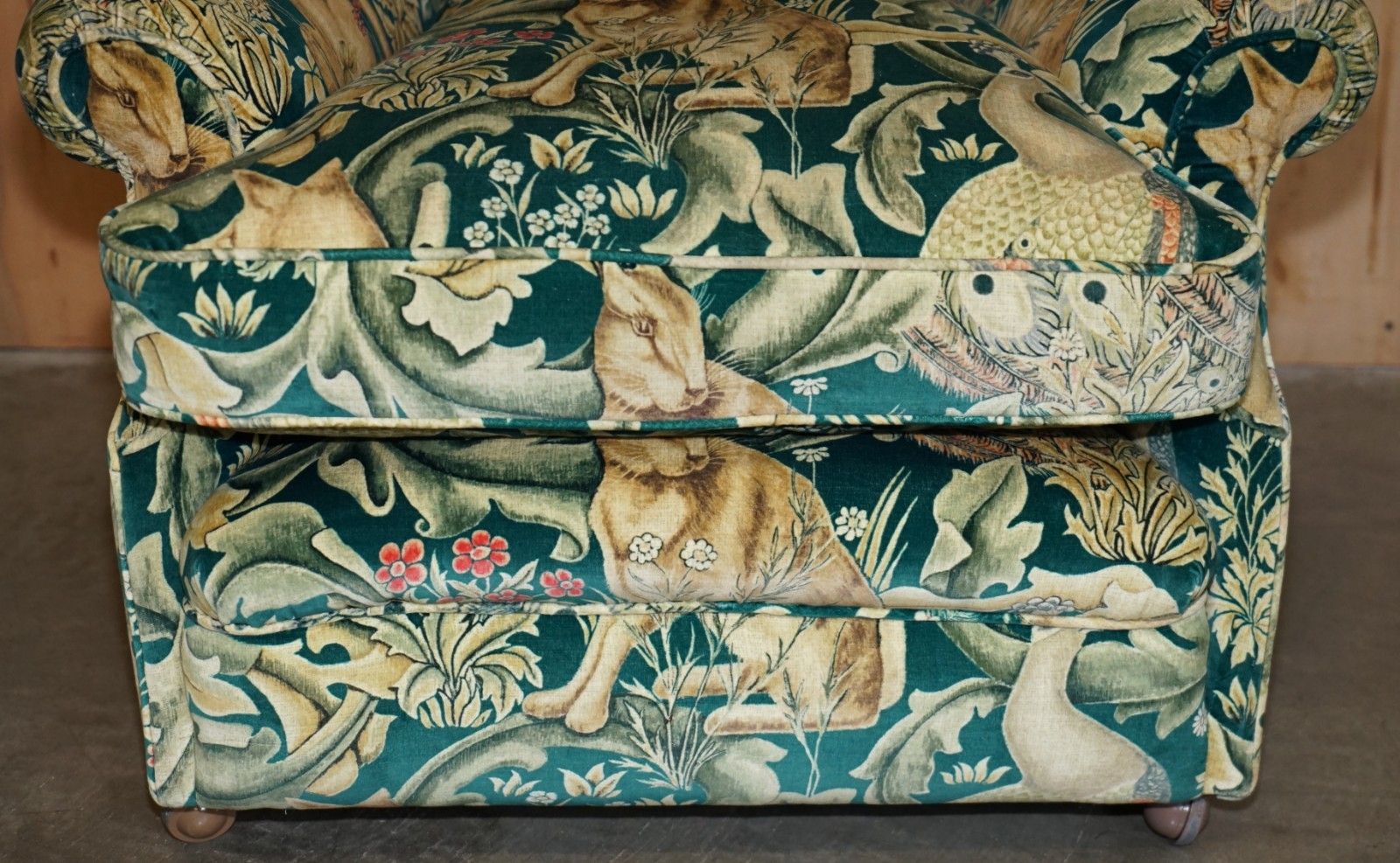 Vintage William Morris Forest Velvet 1960's Club Armchair With Feather Cushions photo Furniture