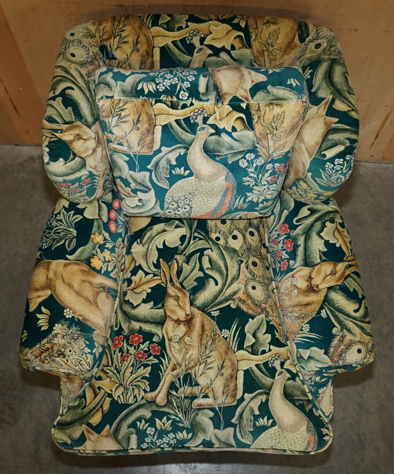 Vintage William Morris Forest Velvet 1960's Club Armchair With Feather Cushions photo 2850.0